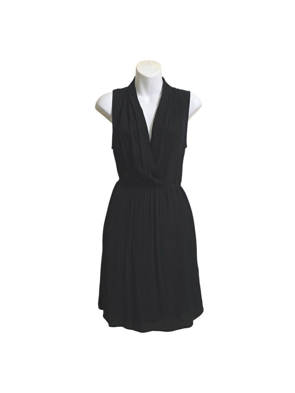 Maeve Libyan Shawl Faux Wrap Mini Dress In Black Sz XS